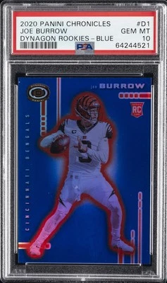 2020 PANINI CHRONICLES DYNAGON ROOKIES BLUE #D1 JOE BURROW 21/25 PSA 10 - Image 1 of 2