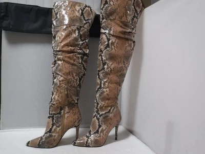 GA2 Mujer Jessica Simpson LADEE Beige Estampado Serpiente OTK Stiletto Muslo Botas 6.5 Foto 1 de 4