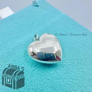 Tiffany & Co. 925 Plata Hinchado Puff Corazón GRANDE Dije Colgante (caja, pch, rbn) - Imagen 1 de 4