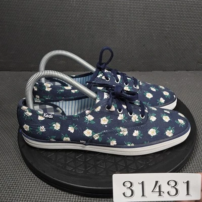 Keds Draper James Champion Shoes Womens Sz 7.5 Navy Floral Print Canvas Lace Up - Image 1 of 4