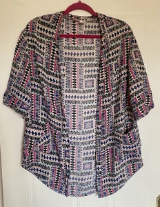 Urban Outfitters Size S Small Kimono Open Shirt Cardigan Geometric Print Pockets - Picture 1 of 10