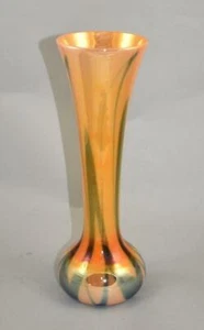 Antique Imperial Art Glass Iridescent Vase Orange Lustre With Free Hand Loops - Picture 1 of 5
