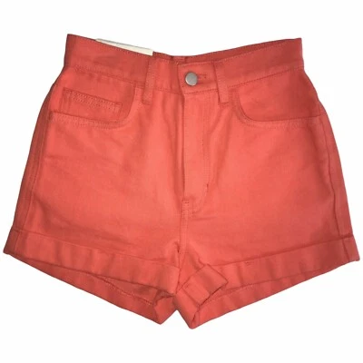 Pantalones Cortos Vaqueros Naranja Puños Tiro Alto American Apparel 25 Nuevos con Etiquetas Foto 1 de 4