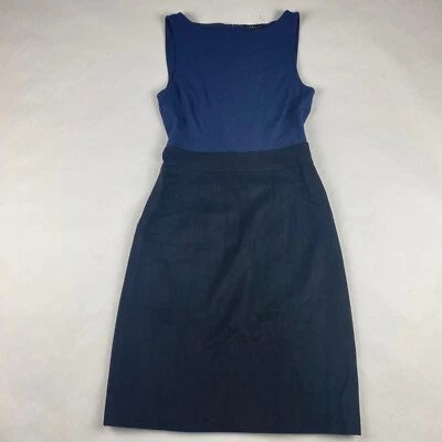 Theory Womens Sleeveless Dress Size 0 Black Blue Wool Blend - Image 1 of 4