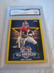 JOSH JACOBS RAIDERS 2019 LEAF ALL-AMERICAN GOLD ROOKIE RC # 74 GRADED 10 L@@@K - Picture 1 of 2