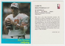 1987 Jogo Rick Worman Card #78 Calgary Stampeders Eastern Washington University