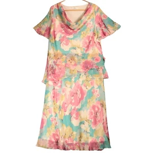 Marks & Spencer Dress Size UK 20 Floral Chiffon Plus Size Wedding Guest Party - Picture 1 of 13