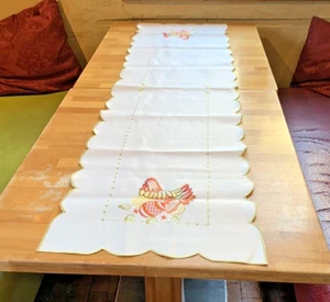 Oster-Tischläufer, creme mit  Maschinenstickerei ca. 39x140 cm, unbenutzt - Bild 1 von 2