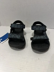 Lakes & River Print Sandals Black  Blue White Little Boys Size 12 NEW - Picture 1 of 8