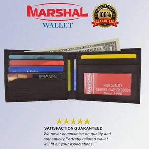 New Mens Genuine Leather Bifold Wallet Credit/ID Card Holder Slim Purse 60BR - Picture 1 of 6