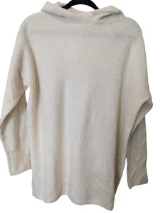 Woolen Bloom Pullover Sweater White Womens Size Large Hooded Long Sleeve Soft - Picture 1 of 8