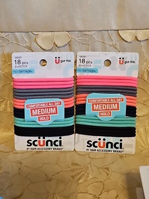 2-Scunci-Elásticos para Cabello-Sujeción Media-Sin Daños-18 Ct CADA UNO-58391 Multicolor-¡NUEVO! Foto 1 de 2