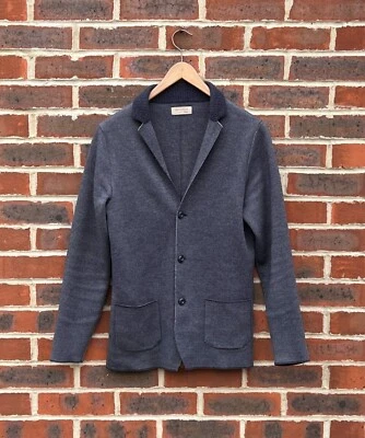 FALCONERI Mens Fine Merino Wool Jacket 48 Small Blue Grey Slim Fitted Blazer - Image 1 of 4