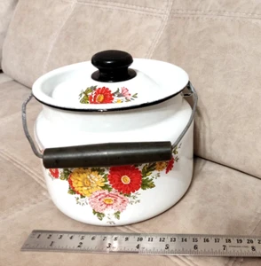 Vintage Soviet Russian Enamel Can for Milk 2.0 Liter - Picture 1 of 13