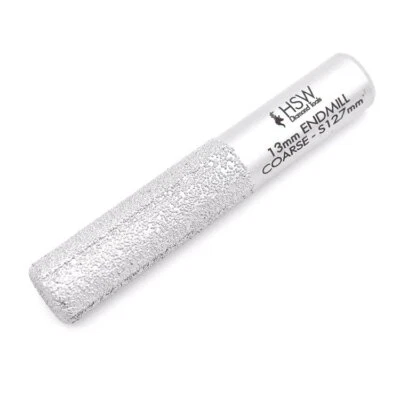 HSW DIAMOND TOOLS 13mm Vacuum Brazed Diamond End Mill - Coarse - 12.7mm (1/2") Shank