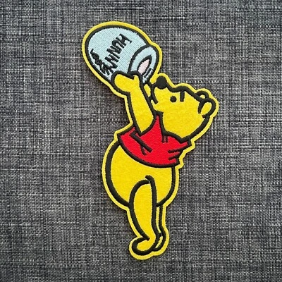 Winnie The Pooh Bear with Honey Pot Fun Embroidered Patch Badge Motif Iron-On - Image 1 of 2