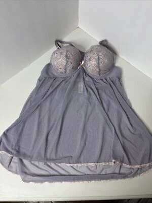 Jessica Simpson L Rosa Púrpura Transparente Noche Con Sujetador Acolchado Correas Ajustables Foto 1 de 4