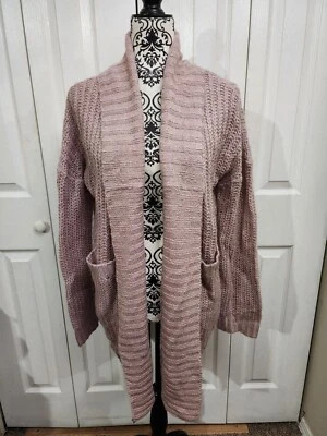 Cárdigan Suéter Charlotte Russe Rosa Polvoriento Calce Relajado Manga Larga Talla Pequeña Foto 1 de 4
