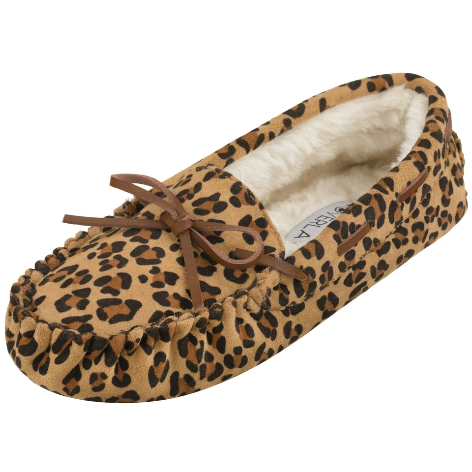 NUEVAS Zapatillas de mujer Mocasín de piel sintética de gamuza vegana cómodas para interiores y exteriores planas Foto 1 de 1