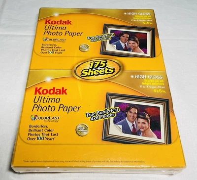 Papel Fotográfico Kodak Ultima Nuevo Sellado 4 x 6 en 175 Hojas Alto Brillo Sin Bordes Foto 1 de 4