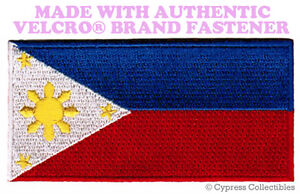 PHILIPPINES FLAG PATCH PINOY FILIPINO EMBROIDERED new w/ VELCRO® Brand Fastener 