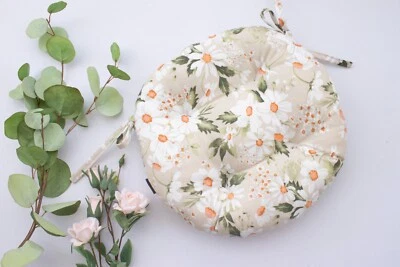 Outdoor Water-Repellent Chair Cushion with Ties — Daisy Meadow - Image 1 of 4