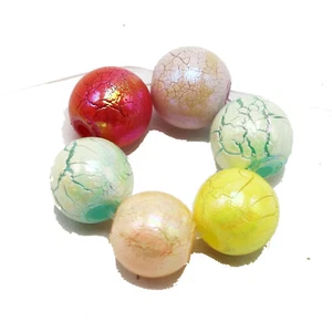 100 Mixed Color in Pastel Acrylic Frosted Crackle Round Beads 10mm Smooth Ball - Picture 1 of 9