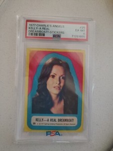 Jaclyn Smith 1977 Charlies Angels Sticker Kelly A Real Dreamboat #26 PSA 6 EXMT