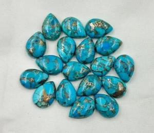 Piedra preciosa suelta cabujón pera natural azul cobre turquesa 10x14 mm a 20x25 mm - Imagen 1 de 4