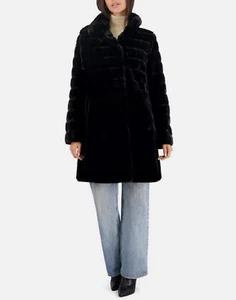 Women's Outerwear Church Winter Formal Black Faux Fur Coat Jacket size XL $240 - Picture 1 of 23