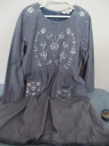 P22 Girls Size 14 Chelsea and Violet Embroidered Dress Blue and white Floral - Picture 1 of 12