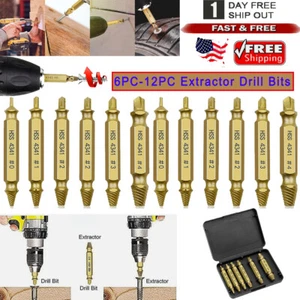 Screw Extractor Set Stripped Damaged Broken Bolt Screw Remover Drill Bits w/Case - Picture 1 of 13