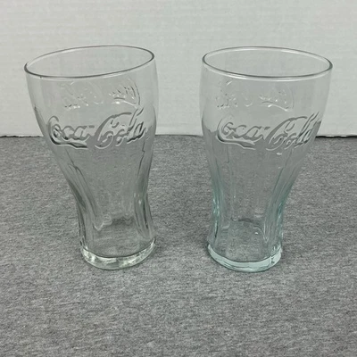 "Juego de 2 vasos de vidrio transparente vintage McDonald's Coca-Cola 16 oz - 6"" de alto" Foto 1 de 3