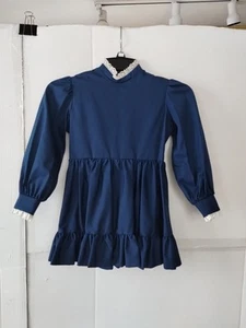 Dorissa Navy Blue Kids Dress SZ 6 Retro Formal Wedding Guest Church Parties - Picture 1 of 12