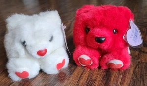 PUFFKINS by Swibco Valentines Day Set, 1998, Hugs & Kisses Teddy Bears, W Tags - Picture 1 of 8