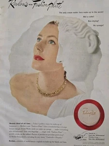 1947 Revlon Fashion Plate crema oblea maquillaje facial anuncio cosmético vintage - Imagen 1 de 1