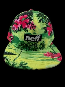 Rare Neff Floral Snapback Hat Tropical Hibiscus Print Flat Bill Cap Adjustable - Picture 1 of 9