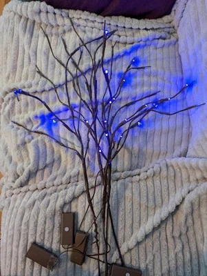 Set 4 PURPLE Lighted Bendable "Floral Branch". Used once. AA Batteries. - Image 1 of 3