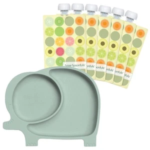 7-Piece Feeding Set Suction Plate and Reusable Baby Food Pouches for Babies a... - Picture 1 of 7