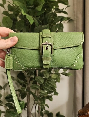 Coach Leather Green Wristlet - Image 1 of 4