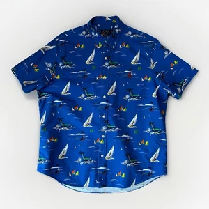 Polo Ralph Lauren Oxford camicia stampa barca a vela con bottoni vestibilità classica uomo XL - Foto 1 di 6