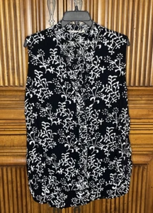 Soft Surroundings Womens Top Shirt Large Black White Light Flowing Hi Lo Hem - Picture 1 of 12