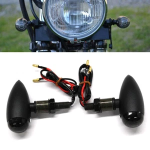 2X Turn Signals Motorcycle Black Bullet Blinker Amber Indicator Light For Honda - Imagen 1 de 12