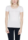 Ea7 Women&#39;s Plain  Short Sleeve Round Neck T-Shirt In White