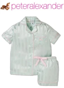 BNWT PETER ALEXANDER GIRLS KIDS SATIN PJ SET SIZE 8 (MINT/PINK) RRP $79.95 - Picture 1 of 5