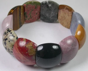 Artisan Unakite Tigers Eye Rose Quartz Onyx  Jasper Stretch Bracelet Jewelry - Picture 1 of 3