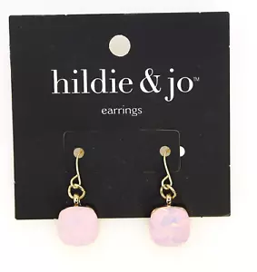 Orecchini quadrati Hildie & Jo pendenti a goccia tono oro rosa chiaro - Foto 1 di 2