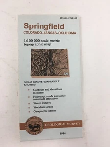 1984 USGS Geological Survey Topographic Fold Out Map Springfield CO KS OK - Picture 1 of 3