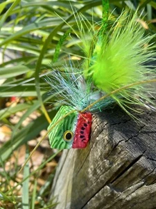 (1) 4/0 Watermelon Froggy Foam Popper Fly Fishing Bass, Pike, Musky - Picture 1 of 7