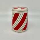 Vtg Ceramic Candy Cane Peppermint Stripe Christmas Holiday Canister Jar W Lid